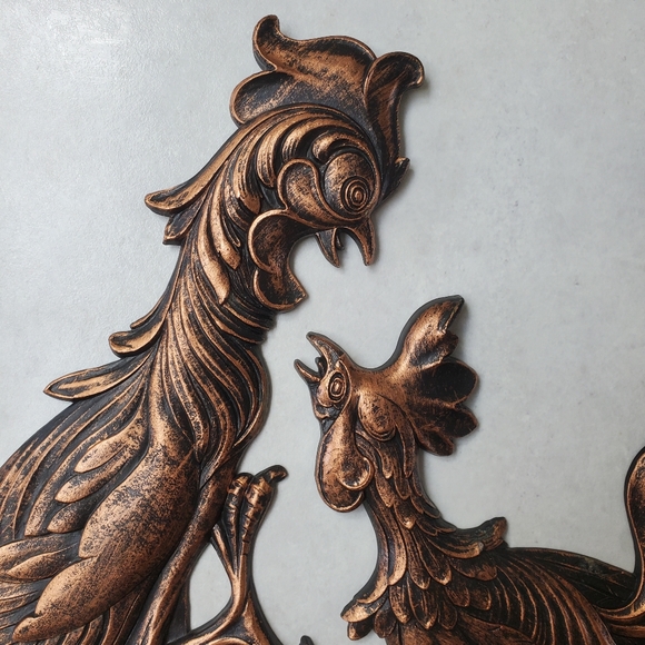 Coppercraft Guild Set of Two Fighting Roosters Wall Hanging Vintage MCM - Picture 2 of 13